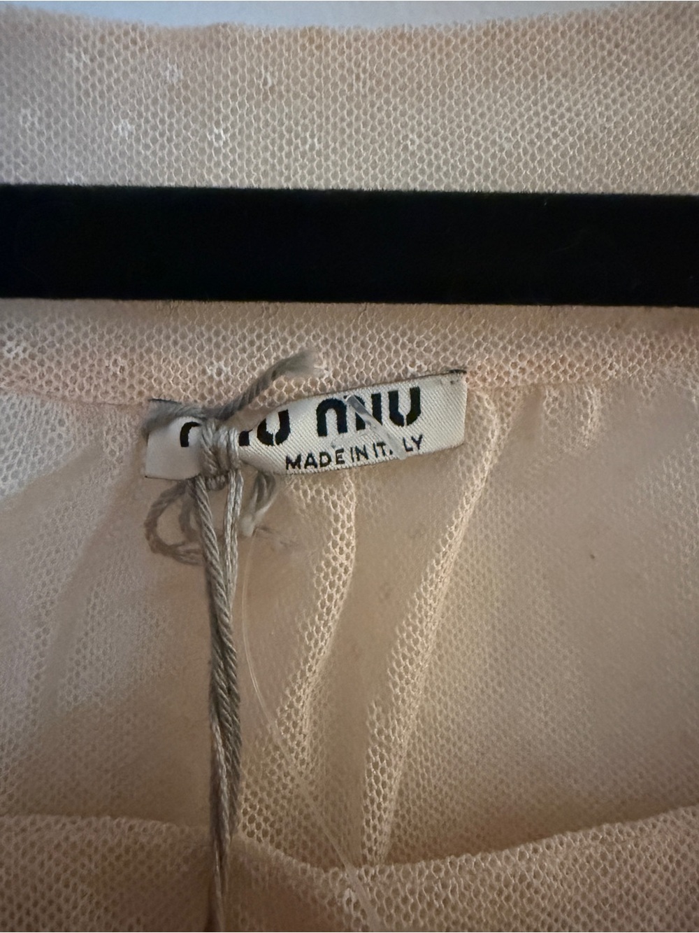 Miu Miu Sheer Nude Mesh Tank Top with Black Trim - Picture 2 of 6